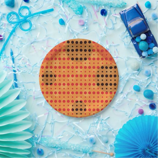 オレンジ色の抽象芸術水玉模様（濃色） g9 ペーパープレート (パーティー)