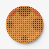 オレンジ色の抽象芸術水玉模様（濃色） g9 ペーパープレート (正面)