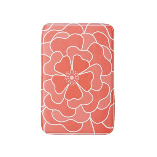 オレンジ色の抽象芸術花柄 バスマット (正面縦)