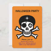 オレンジ色の招待にハロウィーンスカル 招待状 (正面)