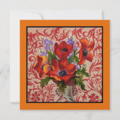 オレンジ色の招待状のポピー縁どズ 招待状 (正面)