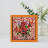 オレンジ色の招待状のポピー縁どズ 招待状 (スタンド正面)