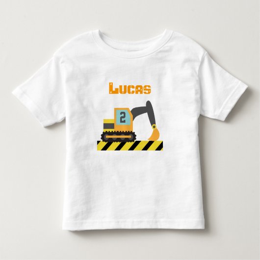 オレンジ色の掘削機建築車2歳 トドラーTシャツ (正面)