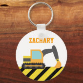 オレンジ色の掘削機、建築車子供へ、 キーホルダー (正面)