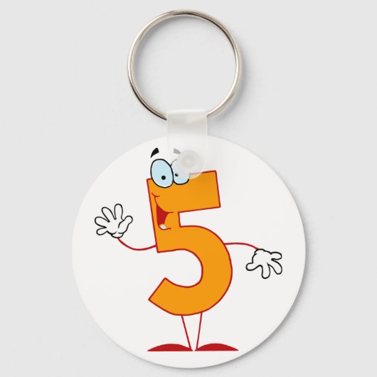 オレンジ色の数字5 キーチェーン (正面)