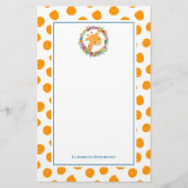 オレンジ色の斑点にフローラリースを持つキリン 便箋 (正面)