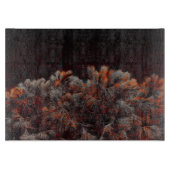 オレンジ色の斑点のある松のデジタルアート カッティングボード (正面)