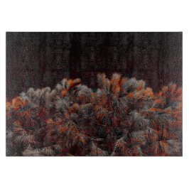 オレンジ色の斑点のある松のデジタルアート カッティングボード