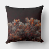 オレンジ色の斑点のある松のデジタルアート クッション (裏面)