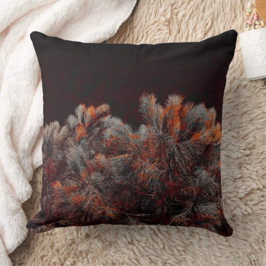 オレンジ色の斑点のある松のデジタルアート クッション (ブランケット)