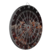 オレンジ色の斑点のある松のデジタルアート ダーツボード (正面左)