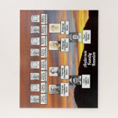 オレンジ色の日没に四世代の家族の木の写真 ジグソーパズル (縦)