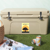 オレンジ色の日没に対するアフリカのアカシアツリー シール (クーラー)