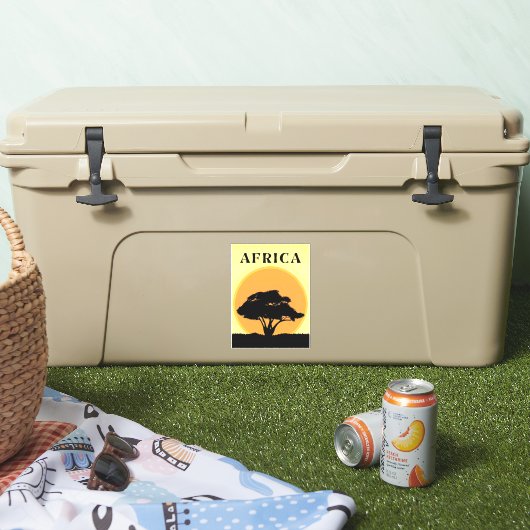 オレンジ色の日没に対するアフリカのアカシアツリー シール (クーラー)