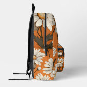 オレンジ色の明るい白のデイジーフローラ プリントバックパック (左)