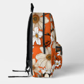 オレンジ色の明るい白のデイジー鮮やか プリントバックパック (左)