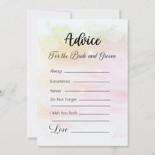 オレンジ色の星の花嫁と花婿のためのアドバイス 招待状 (正面)