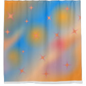 オレンジ色の星 シャワーカーテン (正面)
