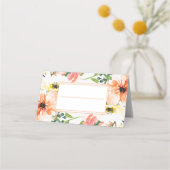 オレンジ色の春の花の結婚式プレイスカード プレイスカード (裏面)