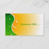 オレンジ色の晴れた日の入った白い花の緑の草 名刺 (裏面)