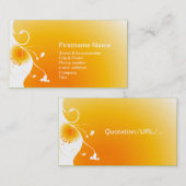 オレンジ色の晴れた日の出の白い花 名刺 (正面/裏面)