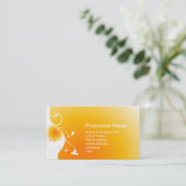 オレンジ色の晴れた日の出の白い花 名刺 (スタンド正面)