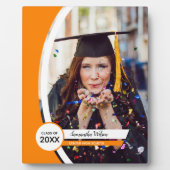 オレンジ色の曲線フレーム写真卒業 フォトプラーク (正面)