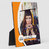 オレンジ色の曲線フレーム写真卒業 フォトプラーク (側面)