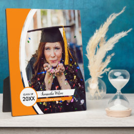 オレンジ色の曲線フレーム写真卒業 フォトプラーク