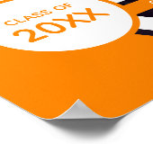 オレンジ色の曲線フレーム写真卒業 ポスター (角)