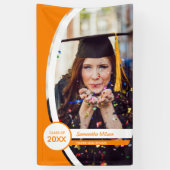 オレンジ色の曲線フレーム写真卒業 横断幕 (縦)