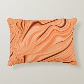 オレンジ色の曲線状の茶色の円柱の濃淡 アクセントクッション (正面)
