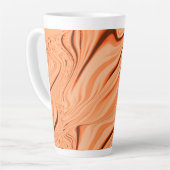 オレンジ色の曲線状の茶色の円柱の濃淡 カフェラテマグ (左アングル)