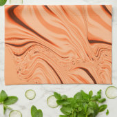 オレンジ色の曲線状の茶色の円柱の濃淡 キッチンタオル (折り畳み)