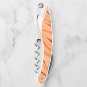 オレンジ色の曲線状の茶色の円柱の濃淡 ソムリエナイフ (正面)