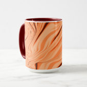 オレンジ色の曲線状の茶色の円柱の濃淡 マグカップ (正面左)