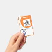 オレンジ色の曲線的なフレームの会社写真テンプレート バッジ (手持ち)