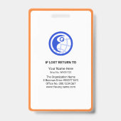 オレンジ色の曲線的なフレームの会社写真テンプレート バッジ (裏面)