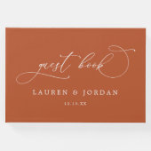 オレンジ色の書道写真結婚の焼け ゲストブック (正面)