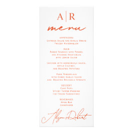 オレンジ色の書道秋の結婚式メニューカード ラックカード