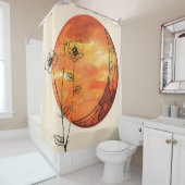 オレンジ色の月とケシの花 シャワーカーテン (インサイチュ)