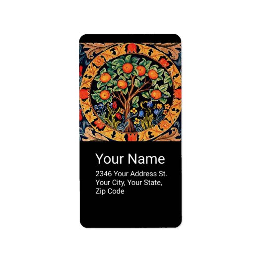 オレンジ色の木と緑葉の花は黒 ラベル (正面)