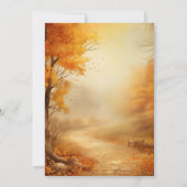 オレンジ色の木の葉の落ちる季節のウェディングセレブレーション 招待状 (裏面)