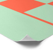 オレンジ色の未加工市松模様に7月のカレンダー ポスター (角)