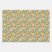 オレンジ色の果実と花柄 ラッピングペーパーシート (正面3)