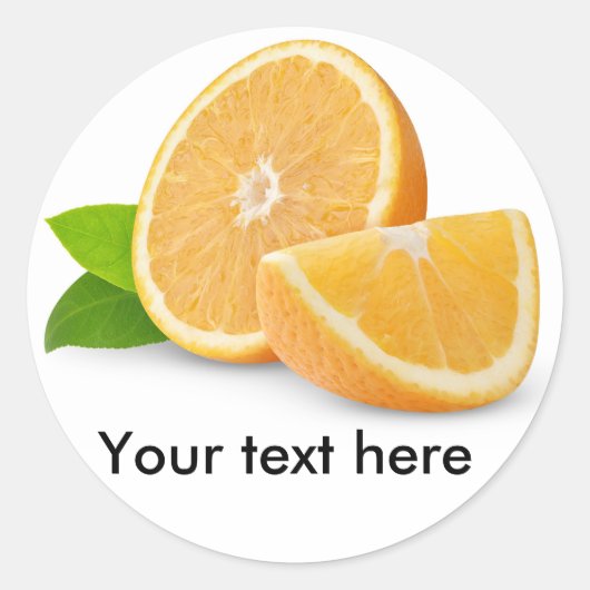 オレンジ色の果実を切る ラウンドシール (正面)