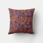 オレンジ色の果実パープル葉シンプルフローラルパターン クッション (裏面)