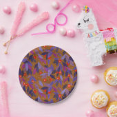 オレンジ色の果実パープル葉シンプルフローラルパターン ペーパープレート (パーティー)