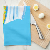 オレンジ色の果実水色の果実 キッチンタオル (四つ折り)