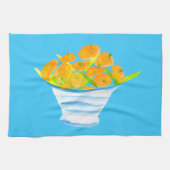 オレンジ色の果実水色の果実 キッチンタオル (横)